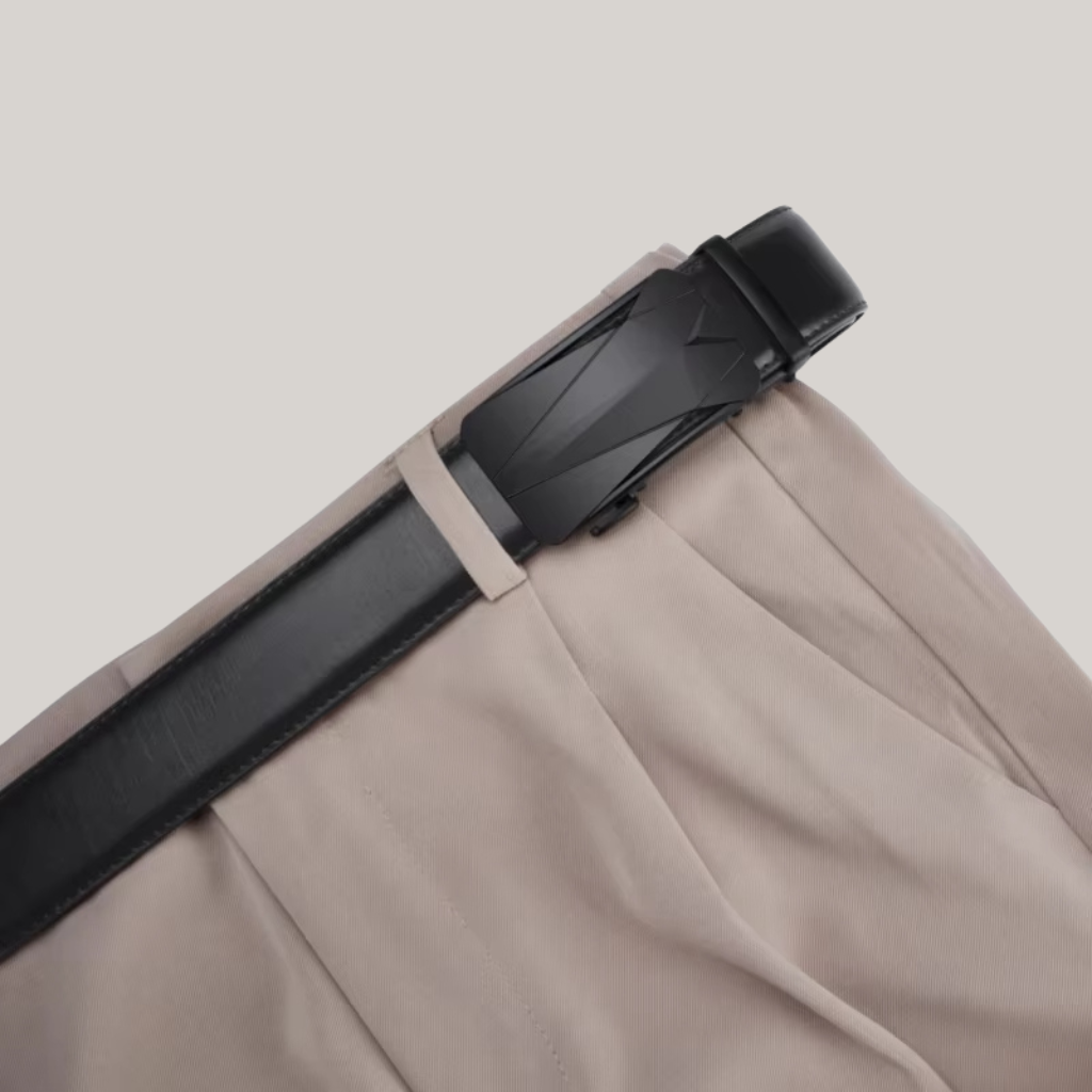 Men’s Leather Belt with Plate Buckle – Lugano Collection