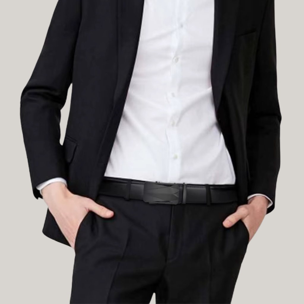 Men’s Leather Belt with Plate Buckle – Lugano Collection