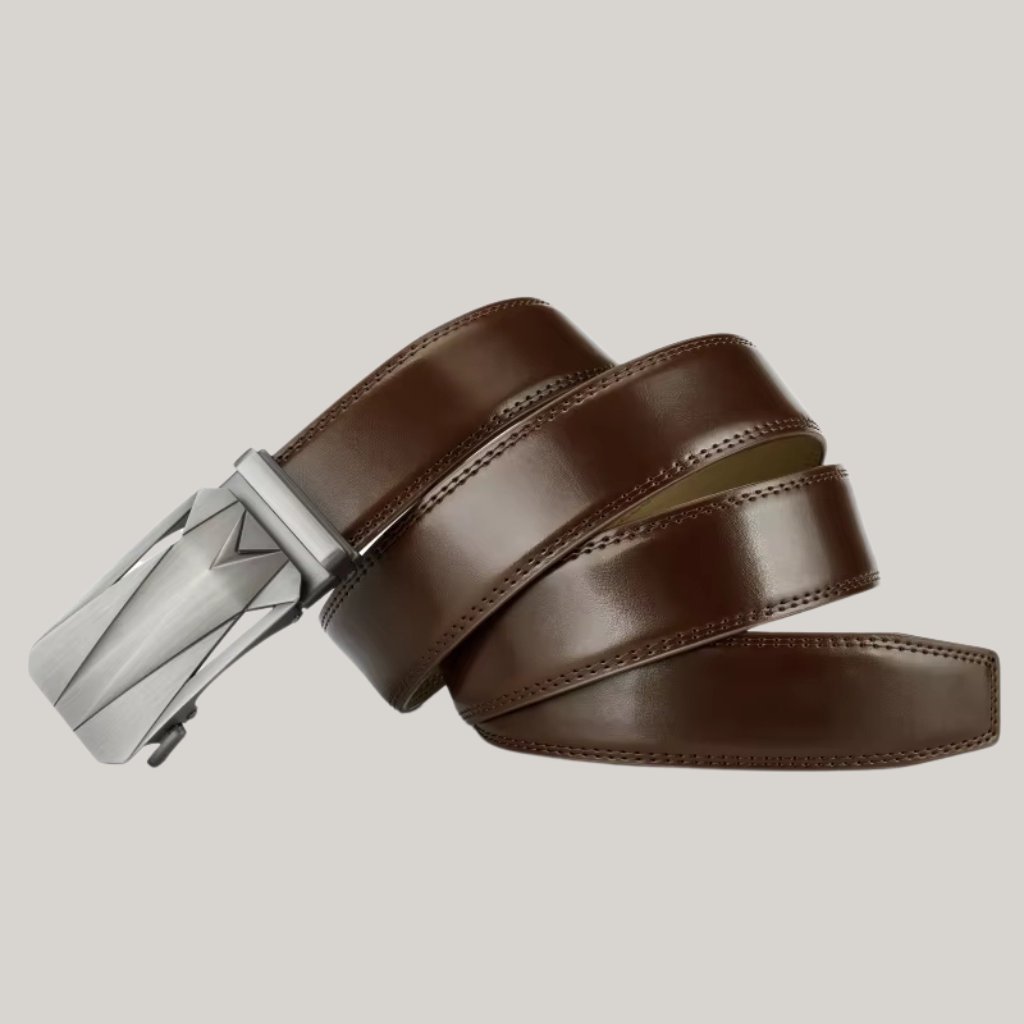 Men’s Leather Belt with Plate Buckle – Lugano Collection