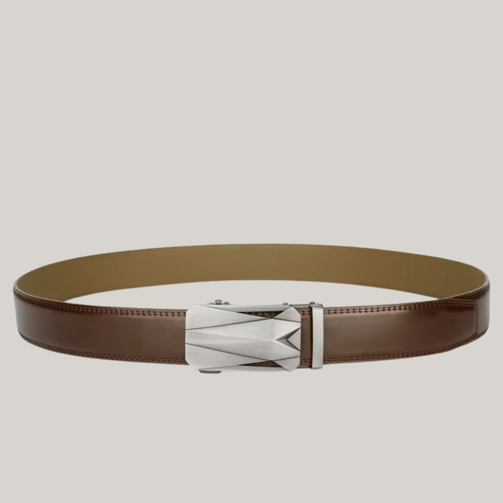Men’s Leather Belt with Plate Buckle – Lugano Collection