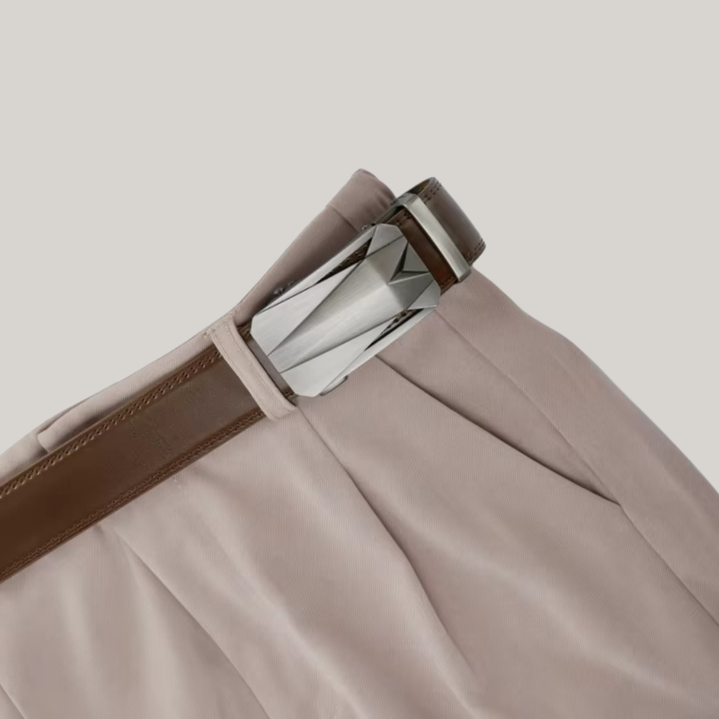 Men’s Leather Belt with Plate Buckle – Lugano Collection