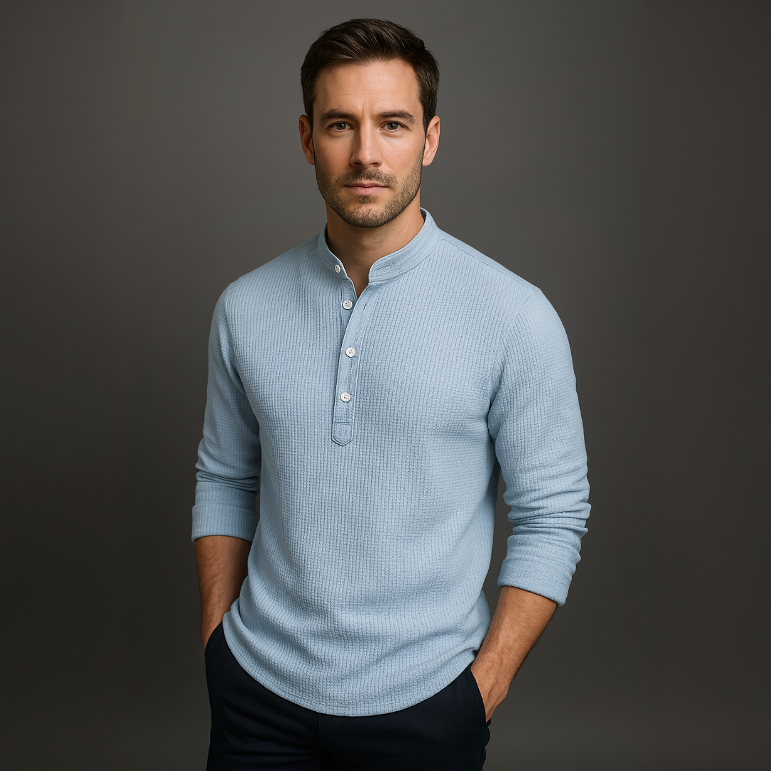 Men's Mandarin Collar Cotton Shirt Palmer