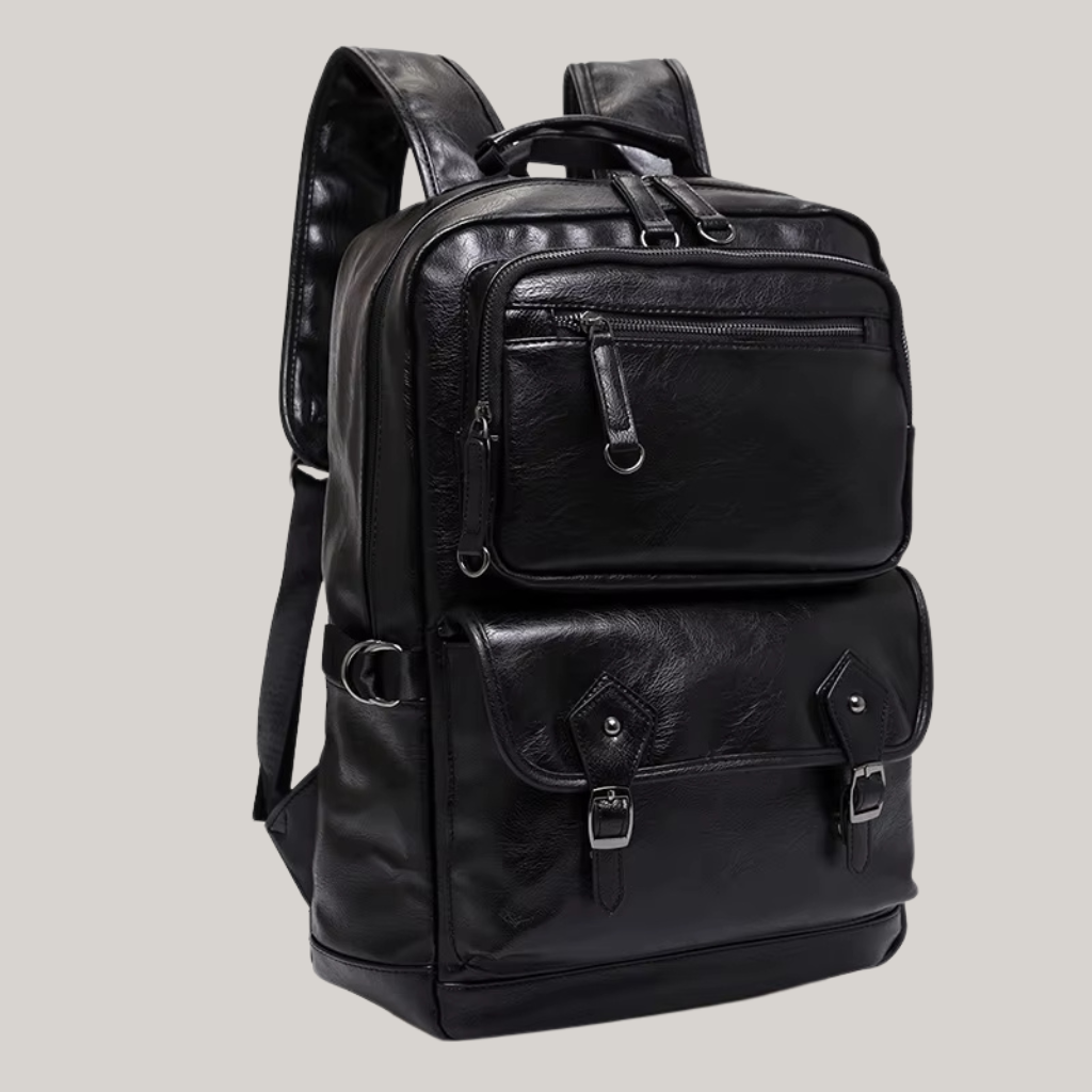 Brady Black Leather Backpack – Urban Elegance