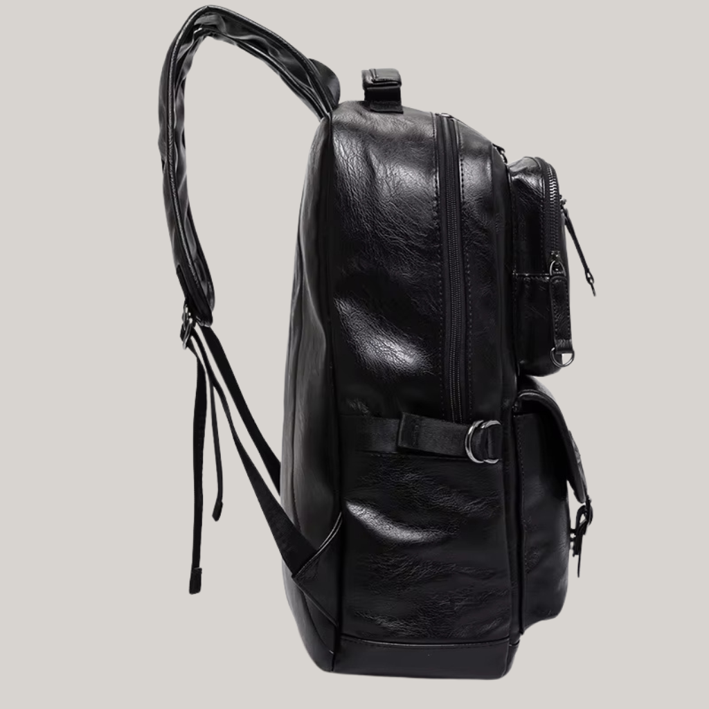 Brady Black Leather Backpack – Urban Elegance