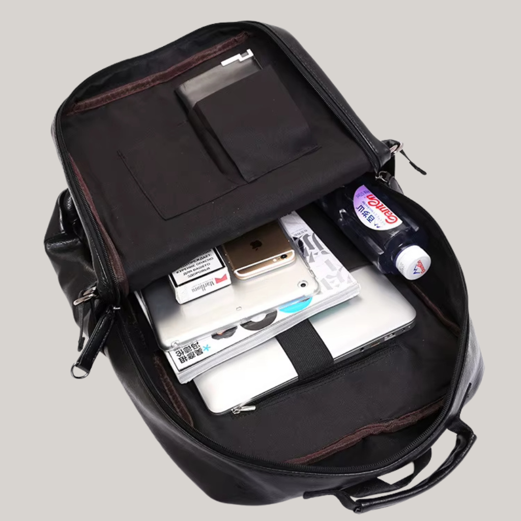 Brady Black Leather Backpack – Urban Elegance