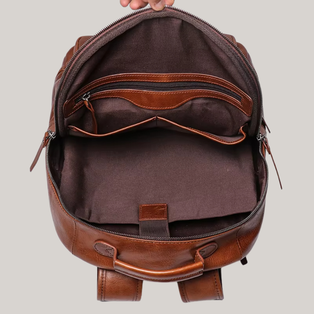 LeathFocus 15.6” Leather Laptop Backpack – Timeless Style, Modern Functionality