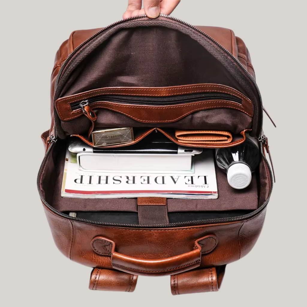 LeathFocus 15.6” Leather Laptop Backpack – Timeless Style, Modern Functionality