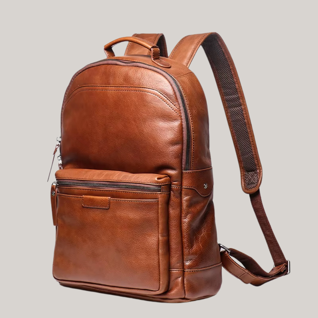 LeathFocus 15.6” Leather Laptop Backpack – Timeless Style, Modern Functionality