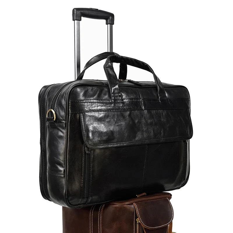 Genuine Leather Executive Briefcase Black Bull Arthur