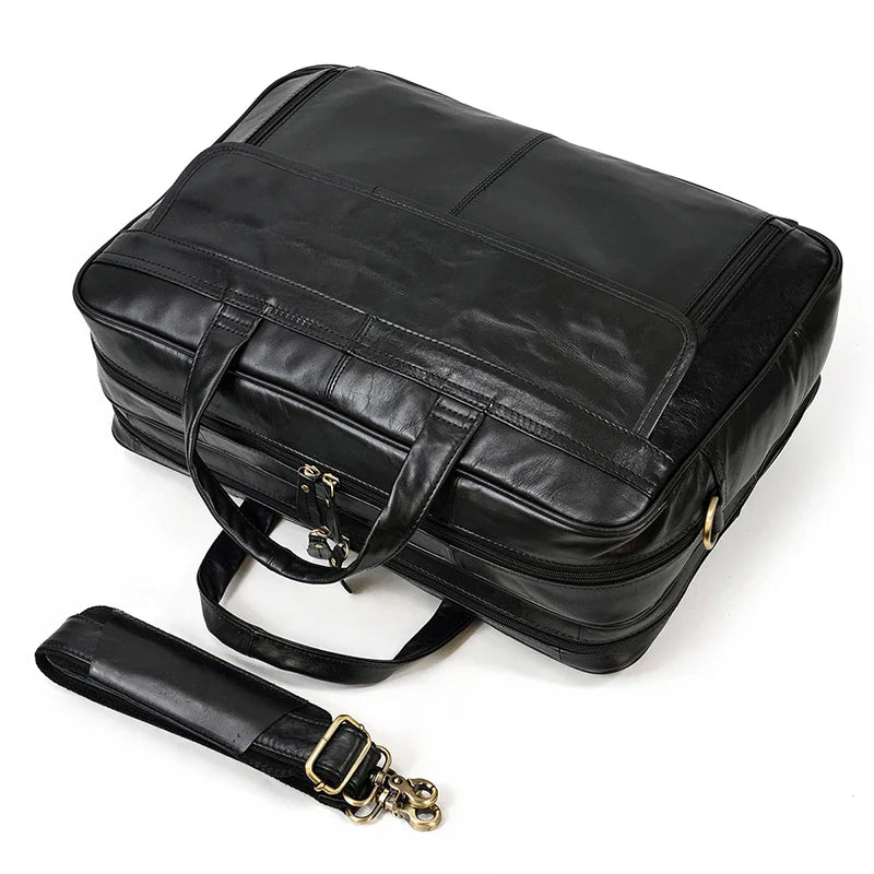 Genuine Leather Executive Briefcase Black Bull Arthur
