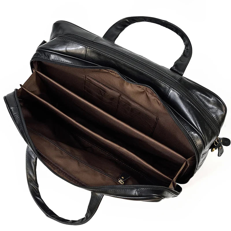 Genuine Leather Executive Briefcase Black Bull Arthur