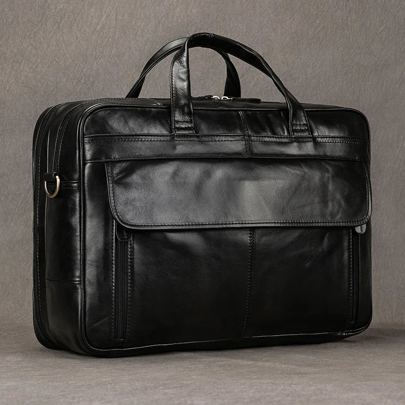 Genuine Leather Executive Briefcase Black Bull Arthur