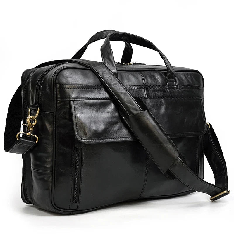 Genuine Leather Executive Briefcase Black Bull Arthur