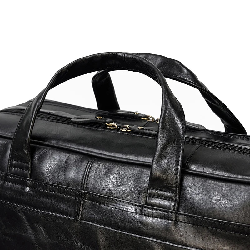 Genuine Leather Executive Briefcase Black Bull Arthur