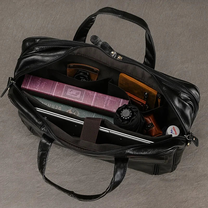 Genuine Leather Executive Briefcase Black Bull Arthur