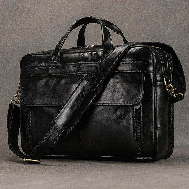 Genuine Leather Executive Briefcase Black Bull Arthur
