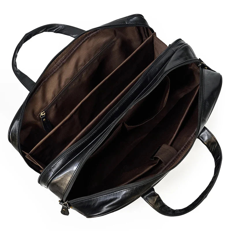 Genuine Leather Executive Briefcase Black Bull Arthur