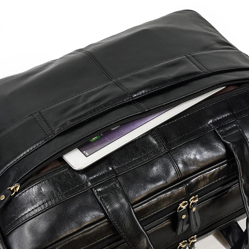 Genuine Leather Executive Briefcase Black Bull Arthur