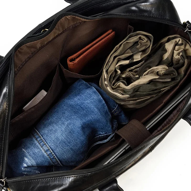 Genuine Leather Executive Briefcase Black Bull Arthur