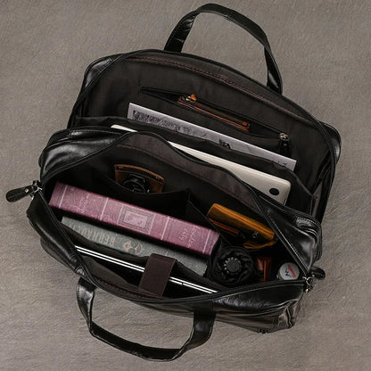 Genuine Leather Executive Briefcase Black Bull Arthur