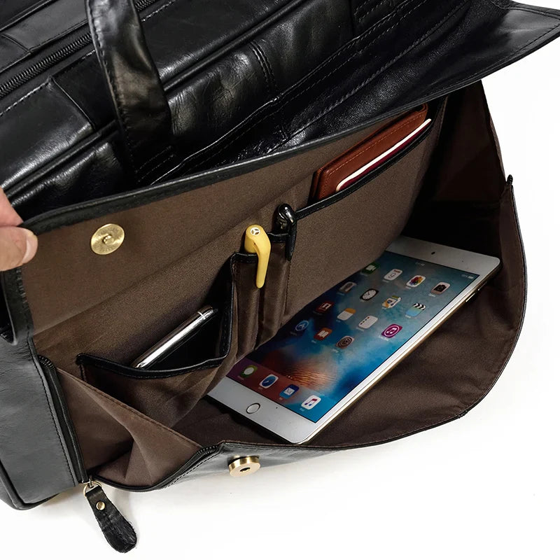 Genuine Leather Executive Briefcase Black Bull Arthur