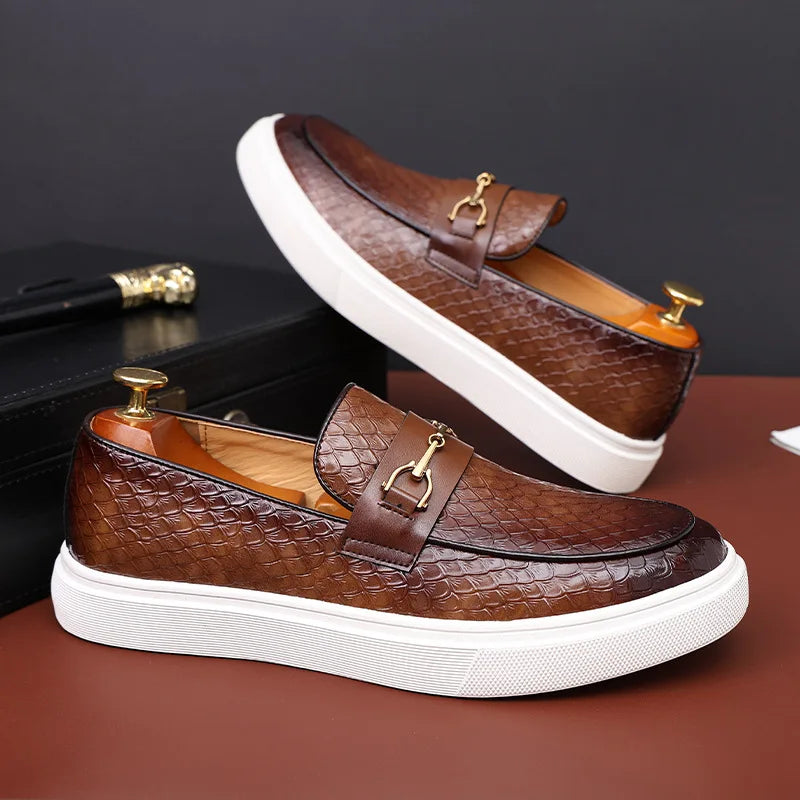 Men’s Rivers Leather Loafers – Classic Buckle Moccasins