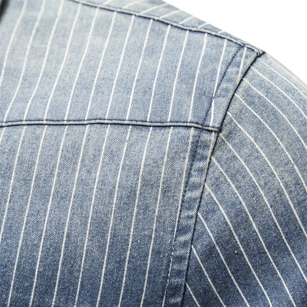 Men's Jeans Shirt With Chalk Stripe OakRidge