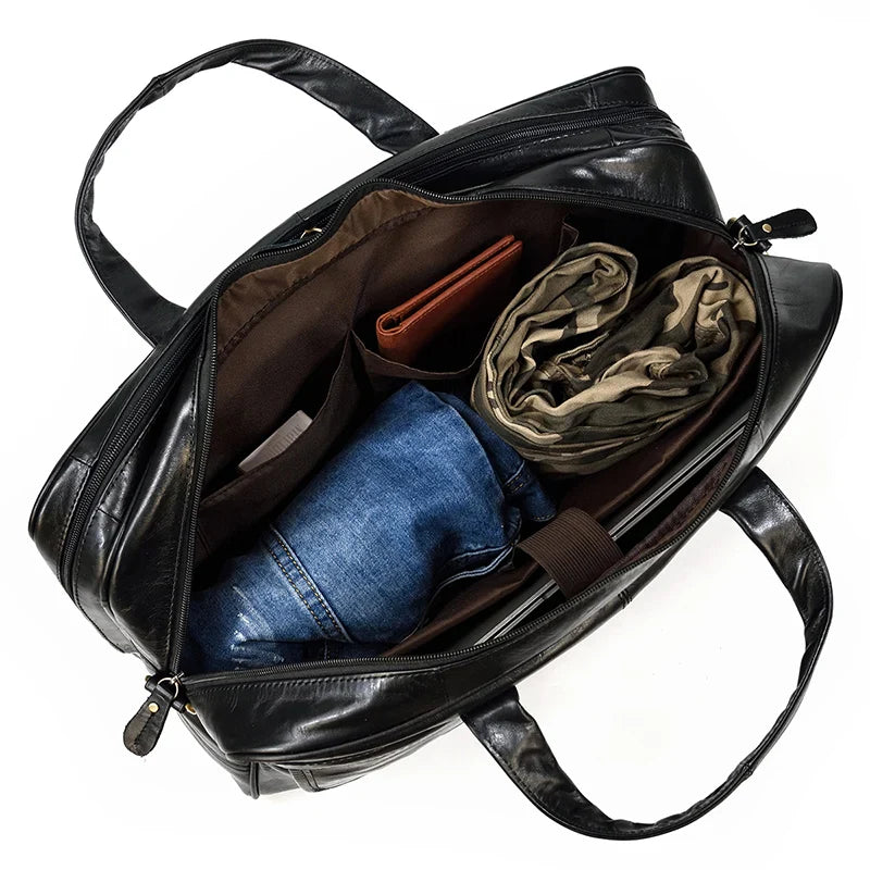 Genuine Leather Executive Briefcase Black Bull Arthur