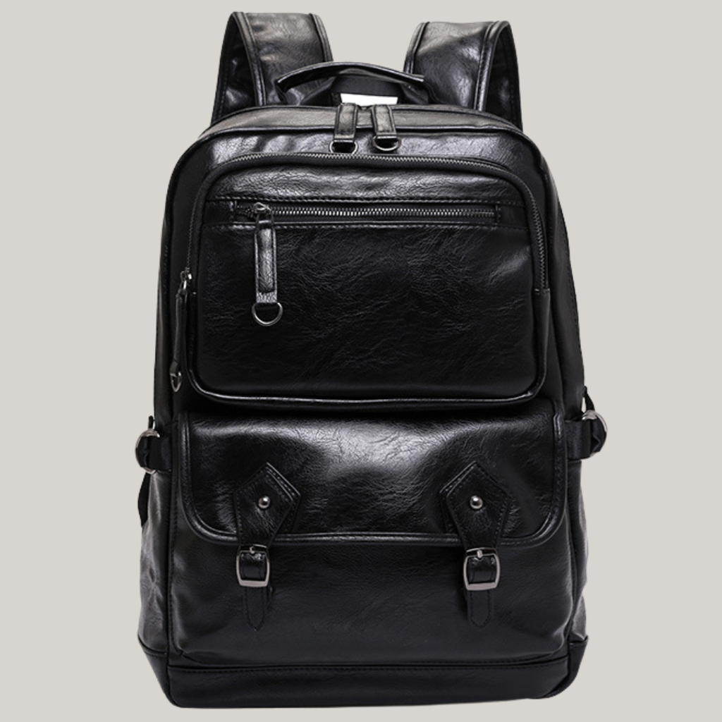 Brady Black Leather Backpack – Urban Elegance