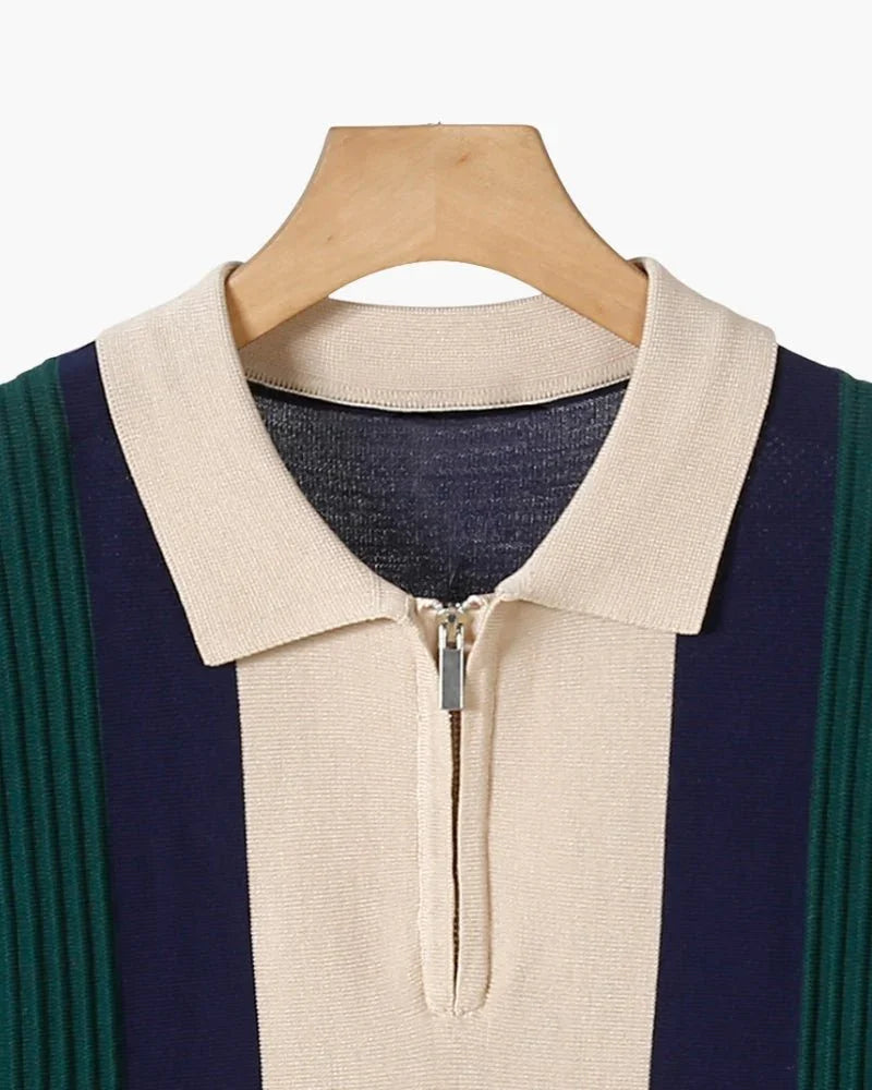 Men’s Knit Polo Shirt with Zip Collar – Trevor