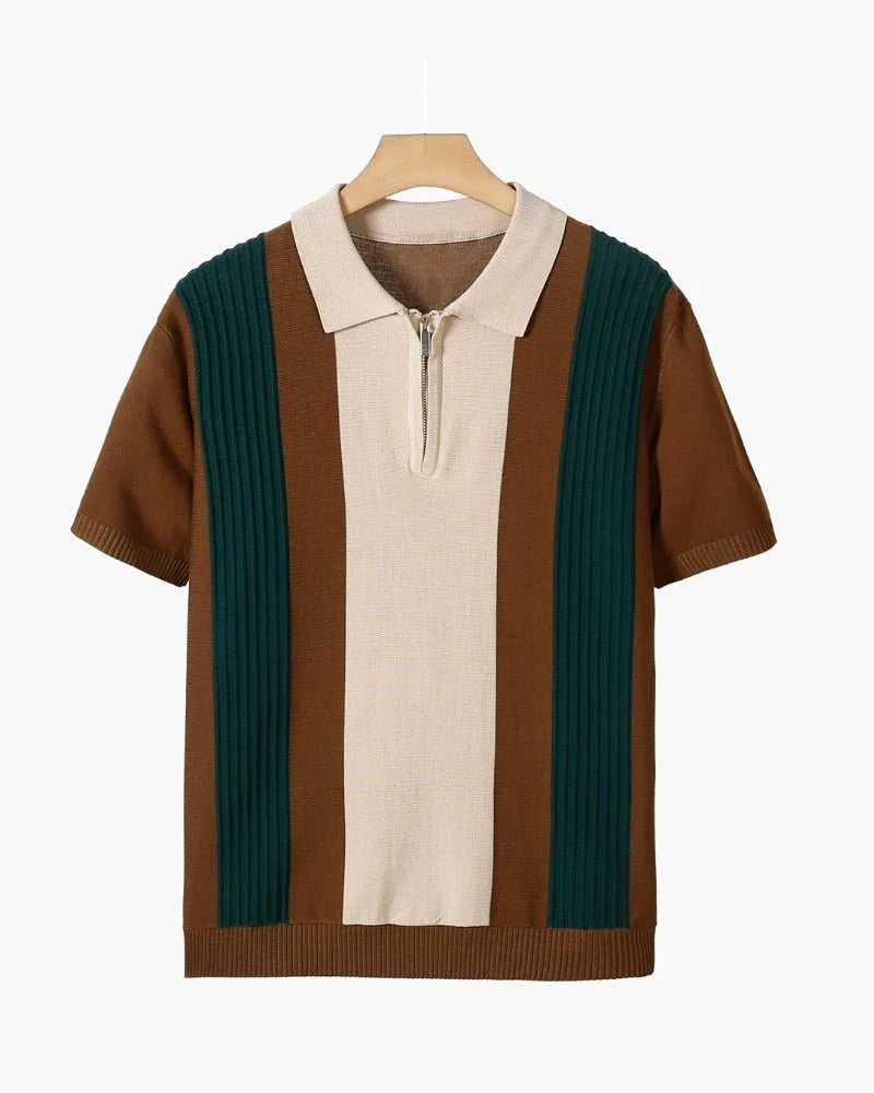 Men’s Knit Polo Shirt with Zip Collar – Trevor